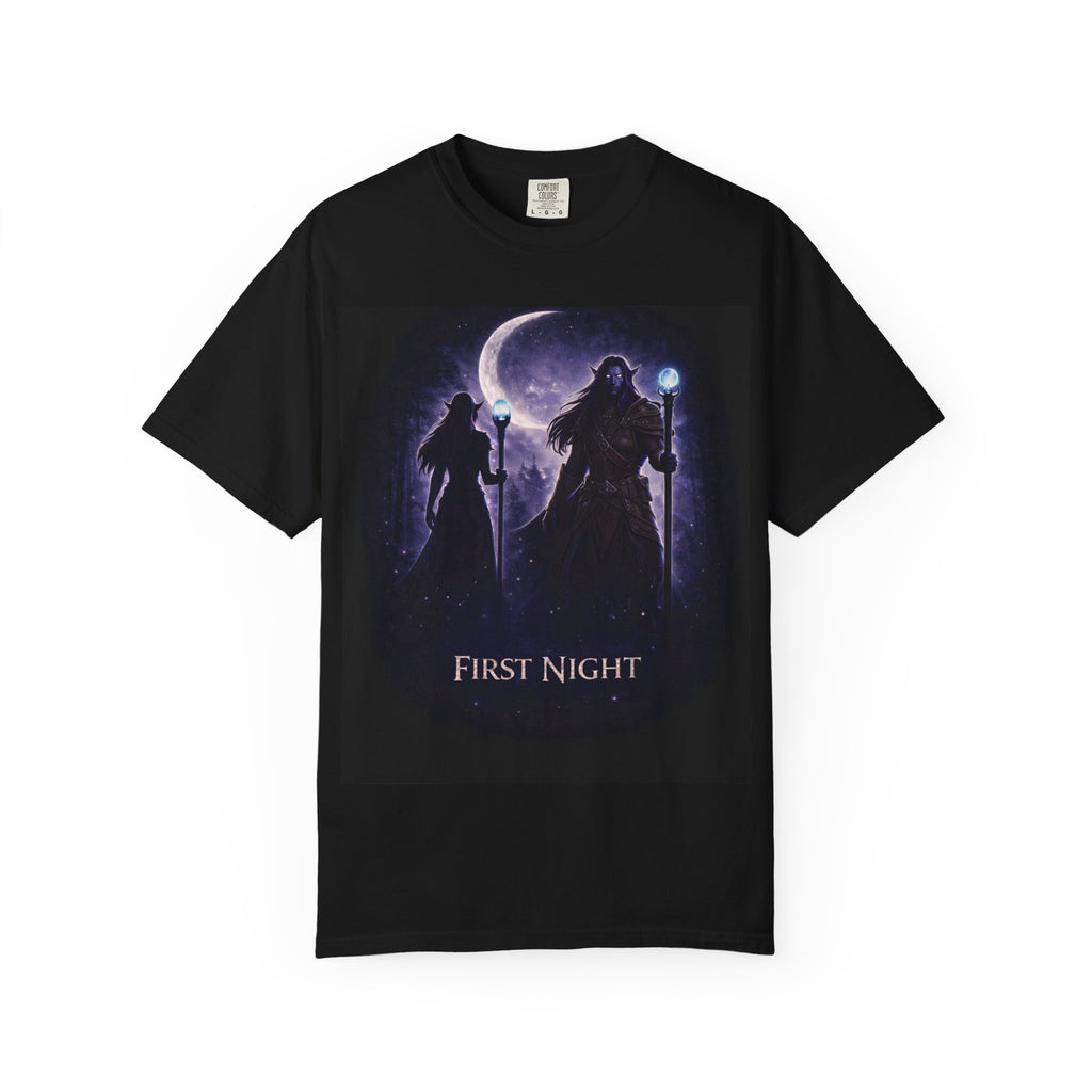 First Night Wizard T-Shirt — Fantasy Moon Mage Graphic Tee
